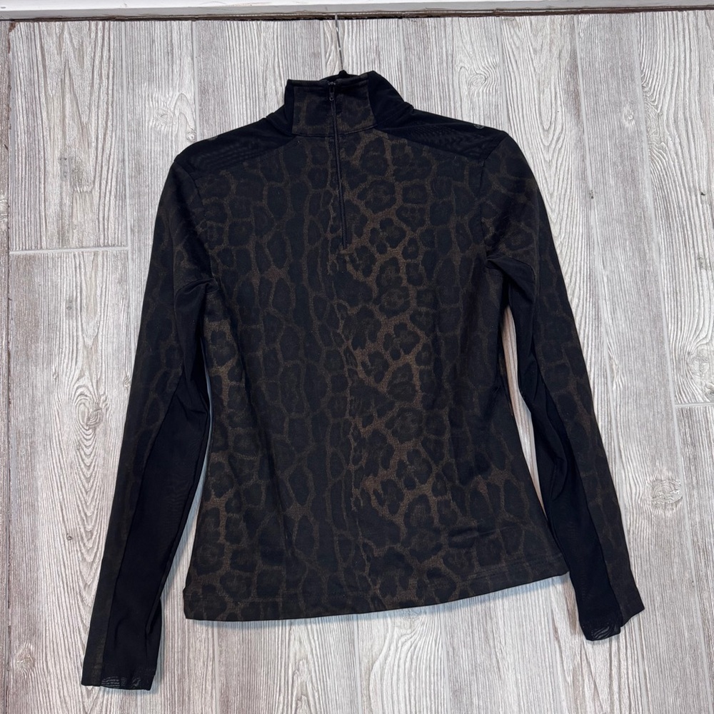 Anatomie Black Animal Print Long Sleeve Top
